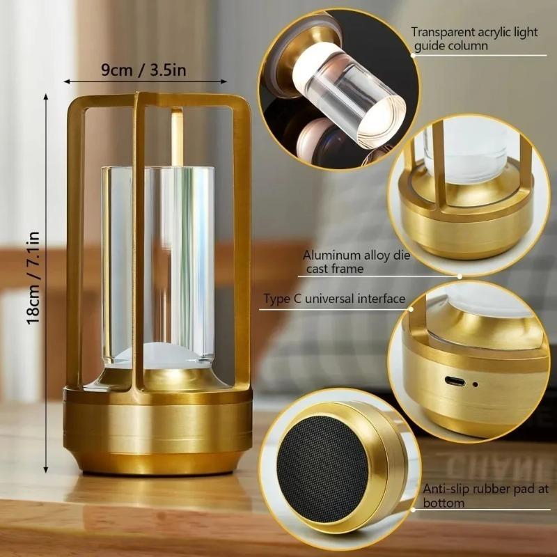 Portable Rechargeable LED Atmosphere Lamp, Vintage Creative Table Light, Touch Dimmable Decor Lighting for Bedside, Desk, Restaurant, Camping