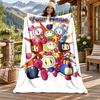 Bomberman Custom Name Flannel Blanket Personalized Soft Warm Plush Throw Blanket Customized Gift for Family Friends