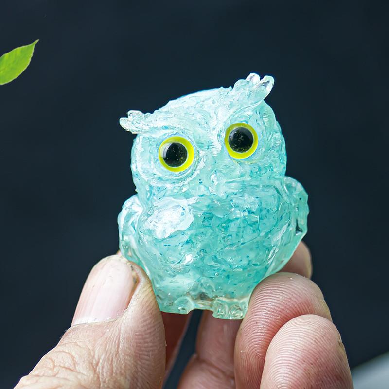 Uil Hars Kristal Beeldje Met Natuurlijke Watersteen Voor Huisdecoratie En Cadeau Geven