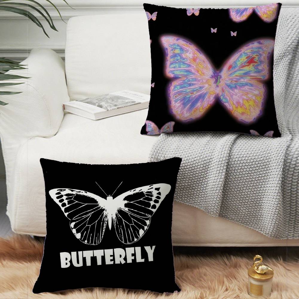 1PC Luxury Pink Cute Butterfly Pillow Case Square  Bedroom Sofa Leisure Comfort Cushion Car Home Decoration Pillowcase 40x40