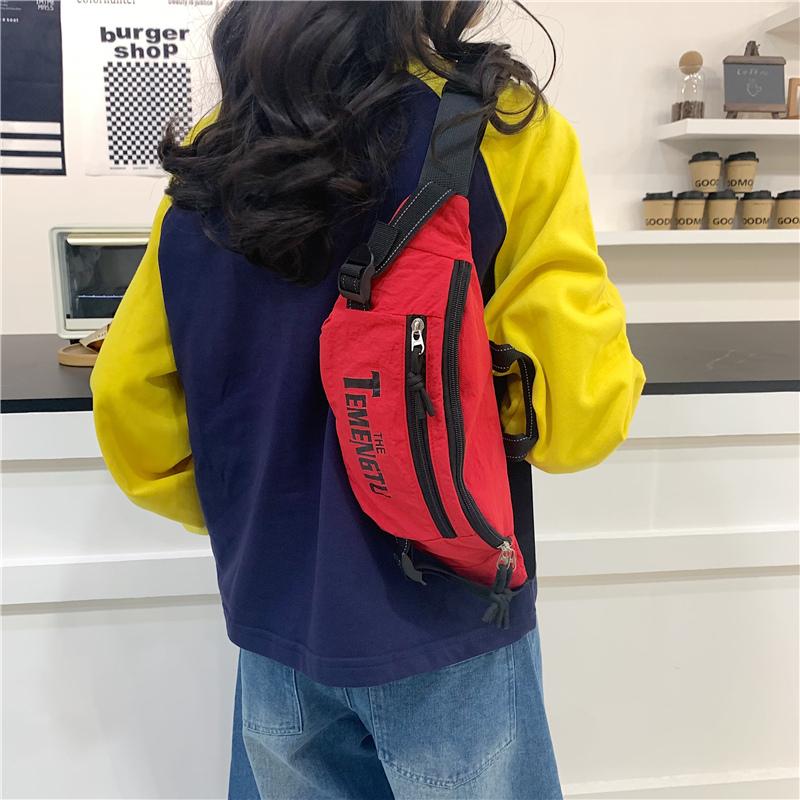 Men's Letter Print Chest Bag Women's Waist Bag Student Sports Crossbody Mobile Phone Bag