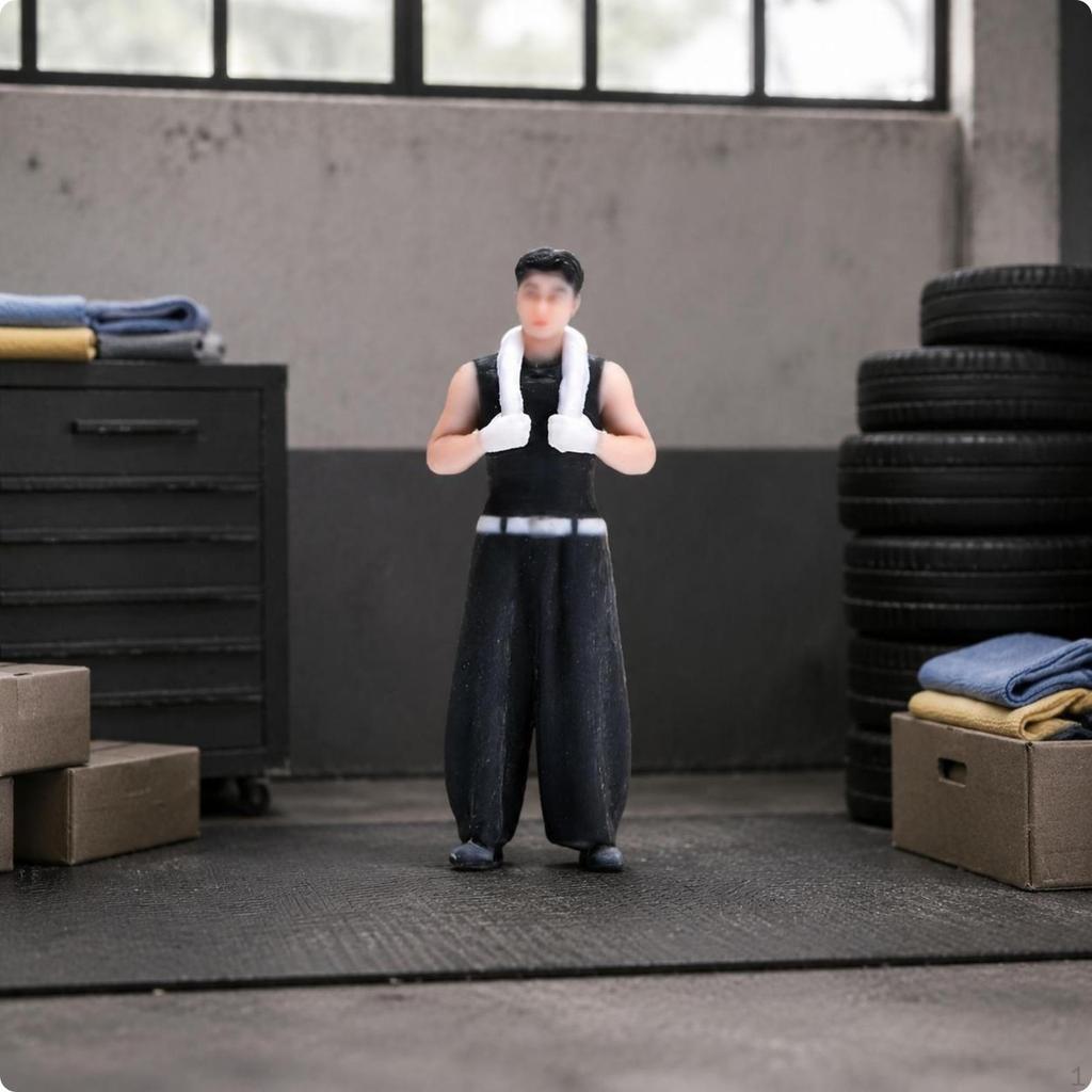 Towel Holding Auto Technician Figure 3D Color Printed 1/64 Scale Worker Detailed Paint
