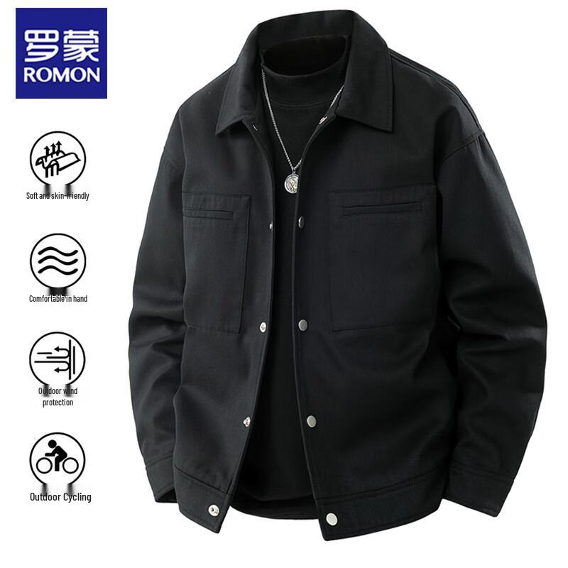 ROMON Men's Lapel Casual Spring/Autumn Jacket