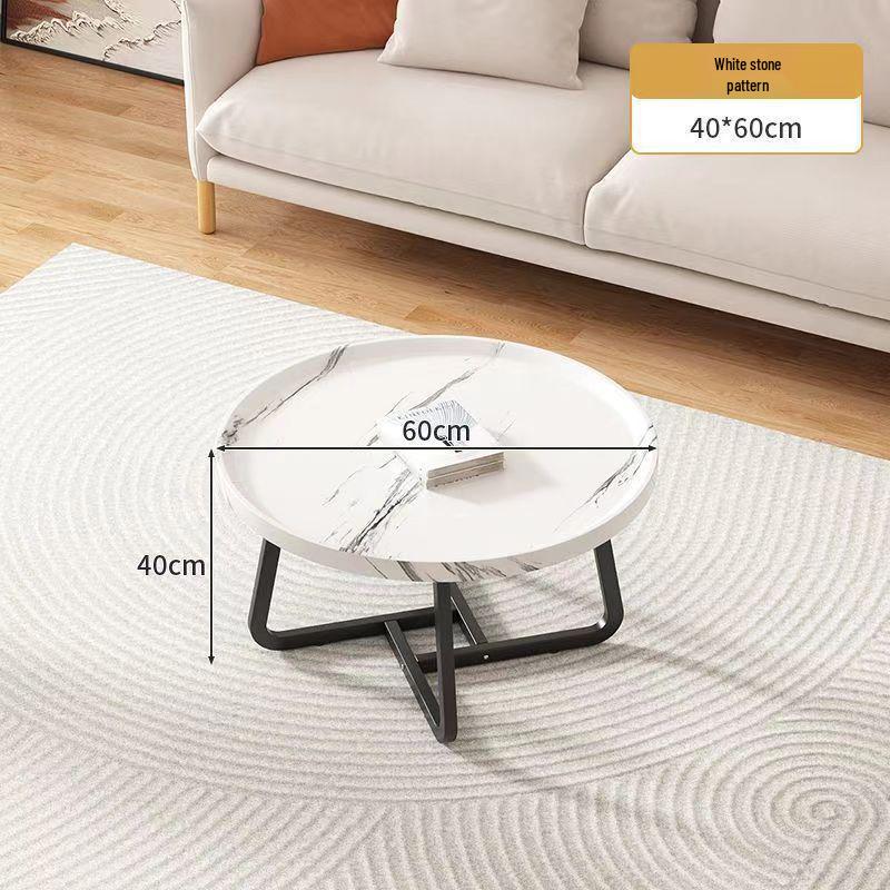 Nordic Modern Minimalist Round Solid Wood & Iron Coffee Table for Living Room or Small Apartment