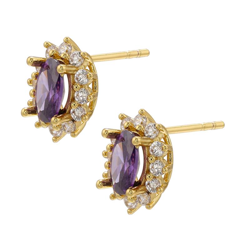 ZHUKOU oval stud earrings for women Multicolor Cubic Zirconia Piercing earrings fashion romantic stud earrings VE734