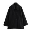Women's Oblique Button Loose Batwing Sleeve Jacket Coat Lapel Double Pocket Warm Solid Vintage Outerwear Fall Winter Coat