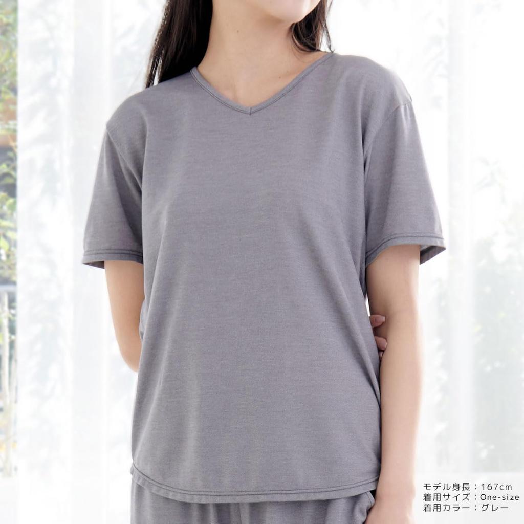 Venex Comfort Cool Recovery Short Sleeve Cooling Pique One Size Fits All Wear, V-Neck T-Shirt, Touch, Fabric, Women's, Gray,