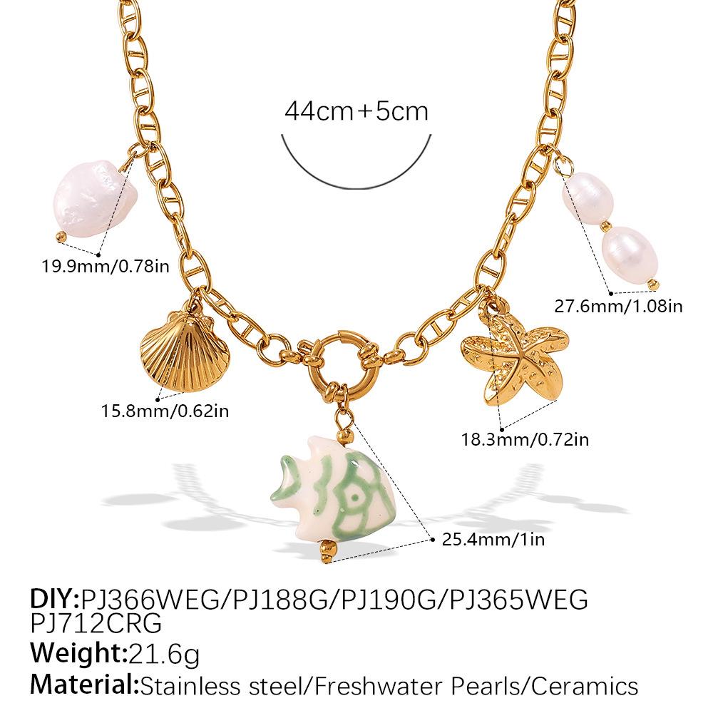 Ocean Wind Resort Beach DIY Pendant Starfish Necklace Stainless Steel Gold Plated Necklace Jewelry Women