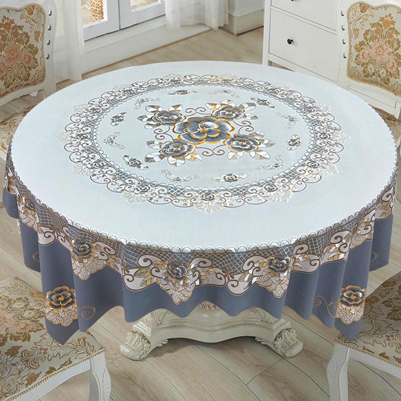 Vysoce kvalitní luxusní PVC ubrus: Vodotěsný, Odolný proti oleji a Žáruvzdorný, Nový čínský styl pro kulaté stoly
