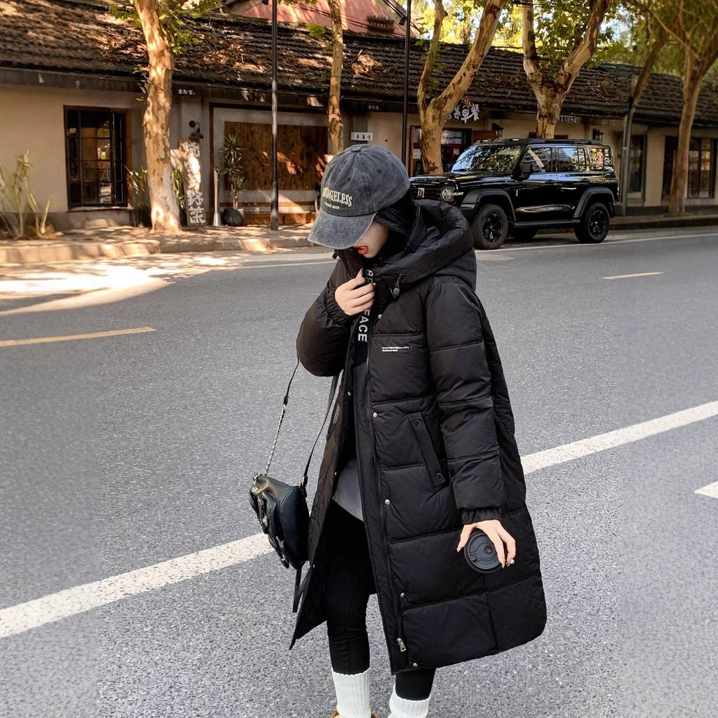 Over the knee hooded down cotton-padded clothes for women's winter new loose cotton-padded clothes jacket thickened warm cotton-padded jacket