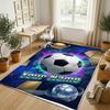 Soccer Ball Theme Soft Crystal Velvet Rug Custom Name & Text Print Non Slip Floor Rug for Bedroom Living Room