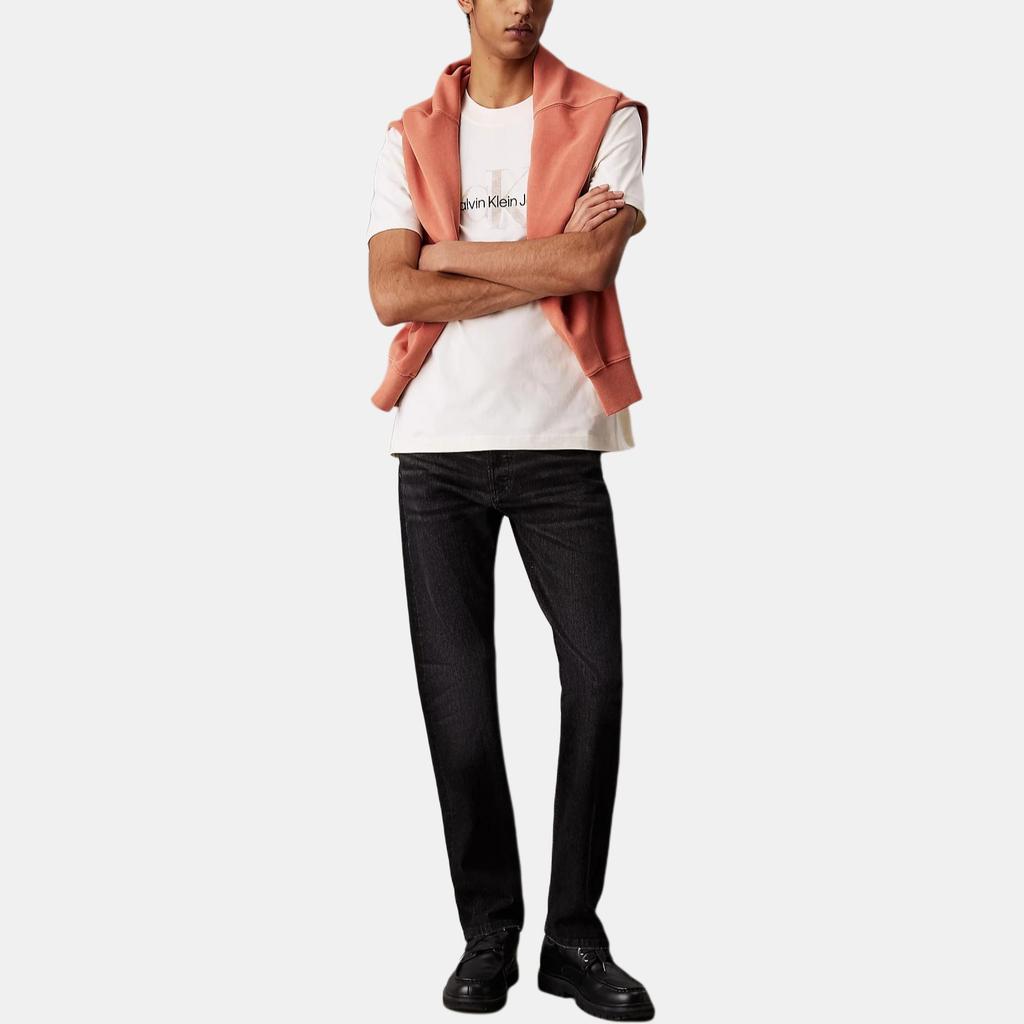 Calvin Klein Comfortable Letter Print Round Neck Short Sleeve T-Shirt Men Tops Off-White J30J327086-YAC