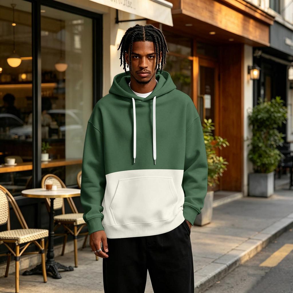 Men's Colorblock Hoodie with Pocket Casual Athletic Pullover
