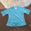Women Tops, V-Neck Half Sleeve Summer T-shirt, Pure Color Loose Fit Tee Shirt with Fringe Trim, Casual Blouse for Work Party Vacation Office Date