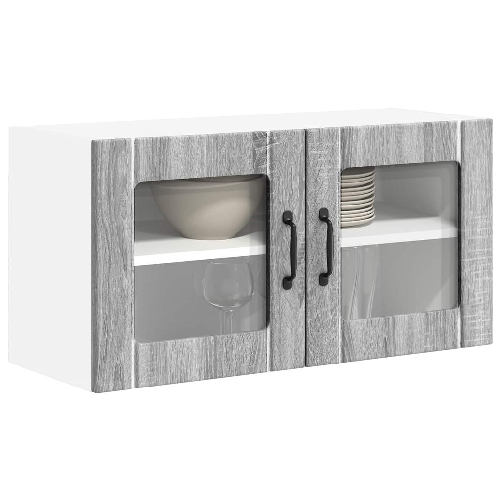 Wall Mounted Glass Cabinet LUCCA Grey Sonoma 80 x 31 x 40 cm
