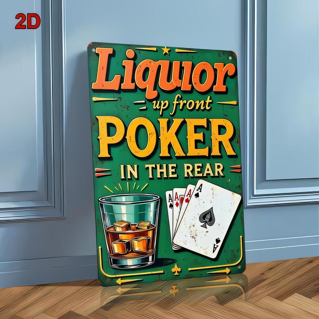 Tin Sign Liquor Poker In The Rear Funny Casino Bar Wall Decor Metal Plaque D Retro Style Alcohol Gambling Poster Vintage Ti