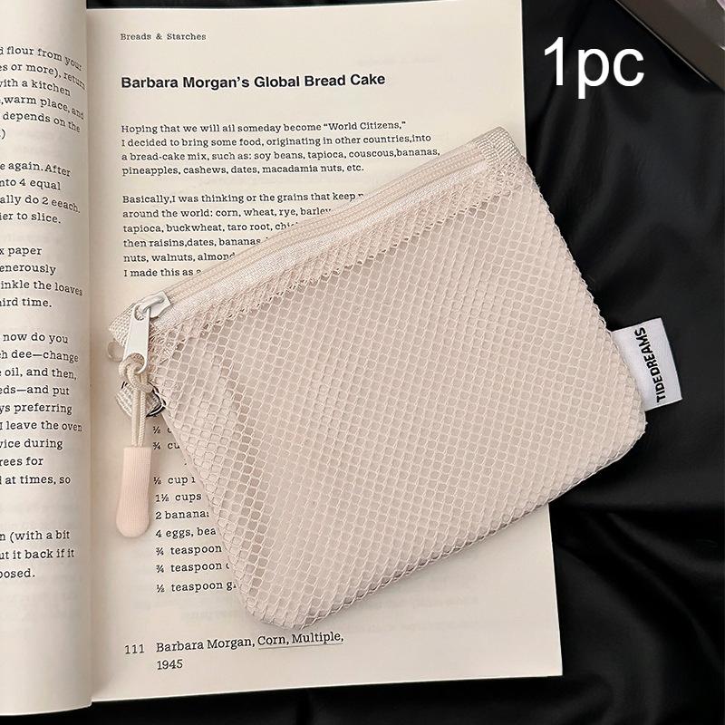 1pc Mesh Zipper Pouch Portable Mini Storage Bag Makeup Cosmetics Toiletries Compact Travel Organizer Lipstick Makeup Bag