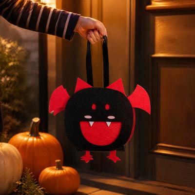Decorative Festival Display Props Halloween Felt Trick or Treat Bags, Cartoon Owl Bat Devil Pumpkin Kids Theme Party Souvenir Pouches Handheld