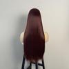 Burgundy Long Straight Fashion Wig with Simulated Scalp for Women