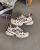 European thick-soled dad shoes for women 2025 autumn new leather mesh lightweight height increase casual sports shoes ins tide