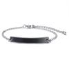 Vnox Free Engraving Thin ID Tag Bracelets for Women Stainless Steel Link Chain Wrist Pulsera 6.89 Inch To 8.66 Inch