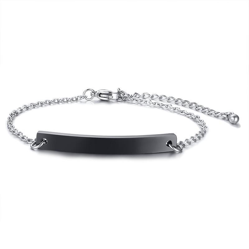 Vnox Free Engraving Thin ID Tag Bracelets for Women Stainless Steel Link Chain Wrist Pulsera 6.89 Inch To 8.66 Inch