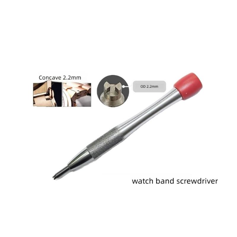 Watch Repair Screwdriver 2.2 Mm Concave Steel Driver for Band Screw Service, Knurled Grip Control and Watch Band Care for Daily Repair Work