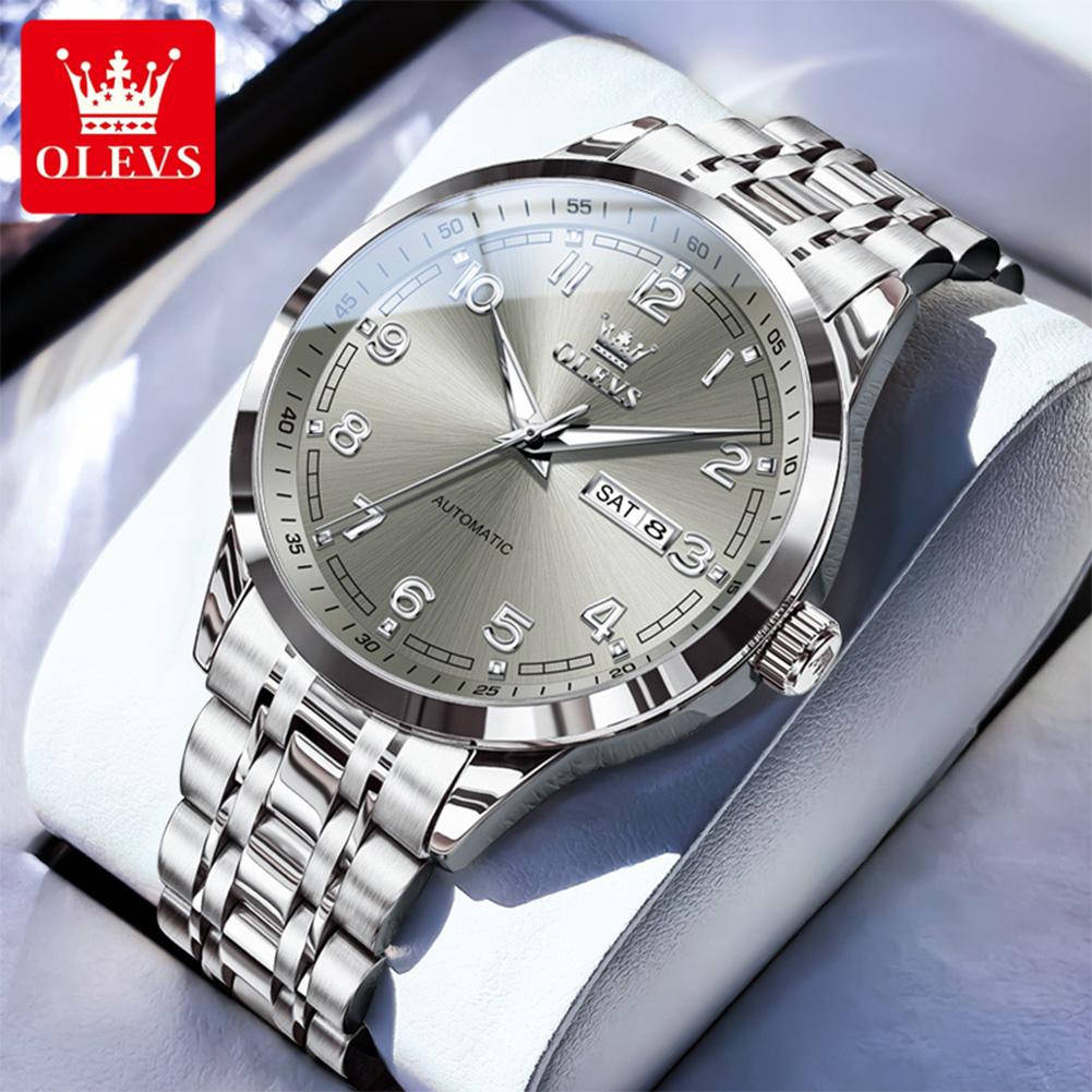 OLEVS Men's Watches Casual Business Fine Steel Top Brand Original Automatic Mechanical Watch for Man Waterproof Luminous Date