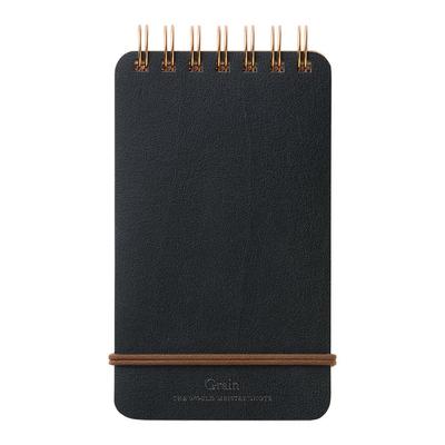 Midori Memo Pad WM Ring Memo Grain Black 11796006 - Stylish Pocket Notebook