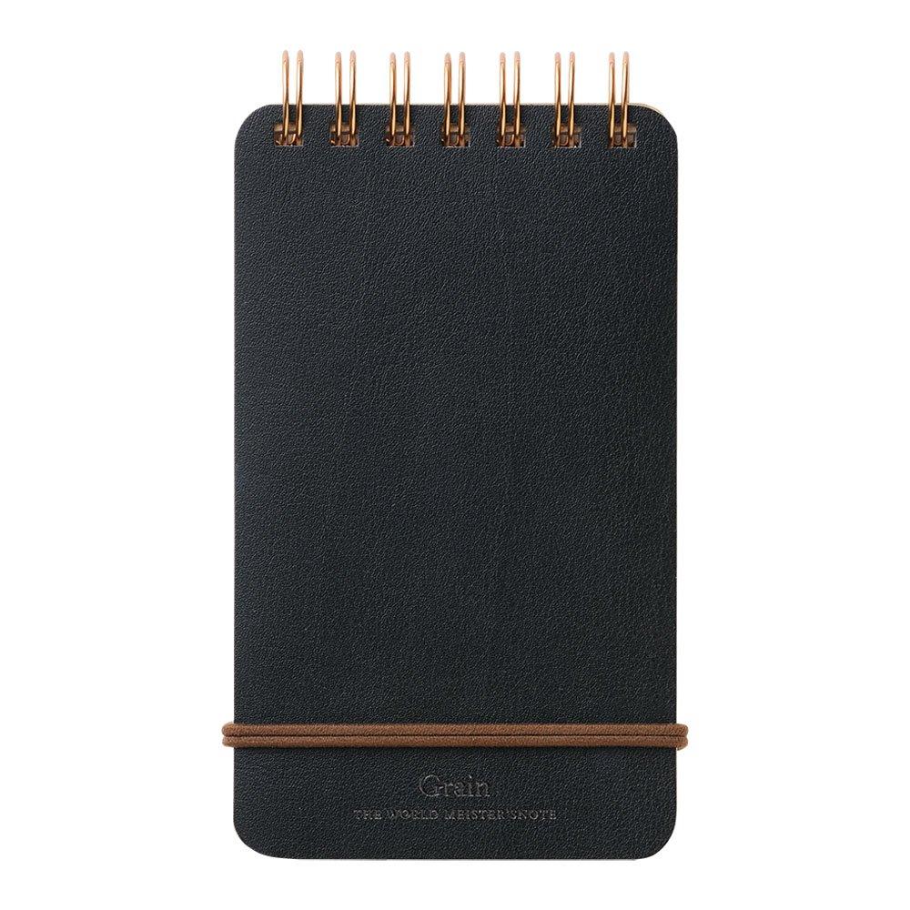 Midori Memo Pad WM Ring Memo Grain Black 11796006 - Stylish Pocket Notebook
