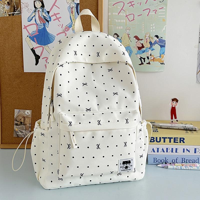 Schoolbag New Schoolbag Female Junior High School Girl Girl Heart Polka Dot Bow Versatile High Value Female Student Backpack