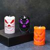 Bougie d'Halloween sans flamme avec lumière LED, Design Visage de Fantôme Citrouille Crâne Sécurisée à Piles Décoration Intérieur Extérieur pour Fête Maison Hantée