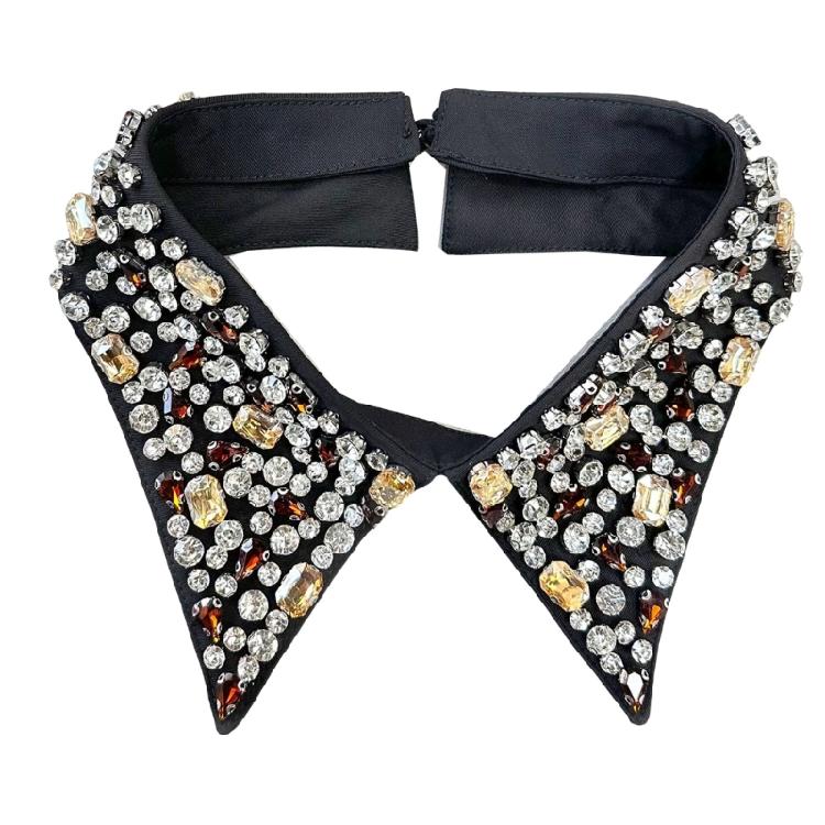 Fashion Jeweled Detachable Collar Shawl Versatile Lapel Colorful Rhinestones Collar Shawl for Dress Shirt