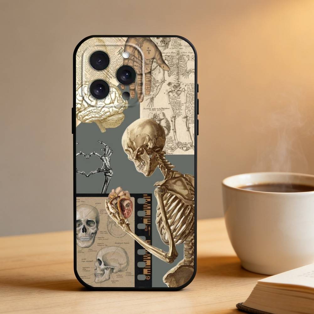 

Medical Art Medicine Collage Phone Case For iPhone 16,15,14,13,12,17,Pro Max,Plus Silicone Black Case iPhone17air