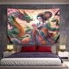 Geisha with Dragons and Cherry Blossoms Pattern Wall Hanging Tapestry Decorative Tapestry Home Decor for Bedroom and Living Room