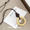 Retro Ethnic Ceramic Wood Necklace: Geometric Fruit Pendant for Women
