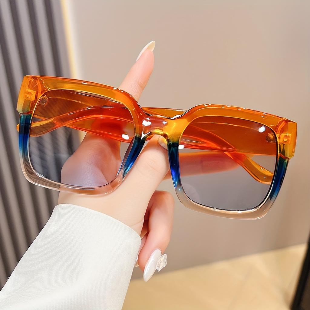 1Pc Unisex Oversized Square Sunglasses - Vibrant Multicolor Novelty Accessory With Retro Rectangular Style For Women And Men