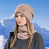 Women's Woolen Cap Thickening Warm Ear Cold Knitting Cap Two Sets