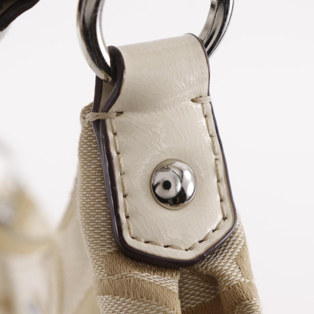 Coach Signature Shoulder Bag F19218 2WAY Beige Nylon Canvas Women Used