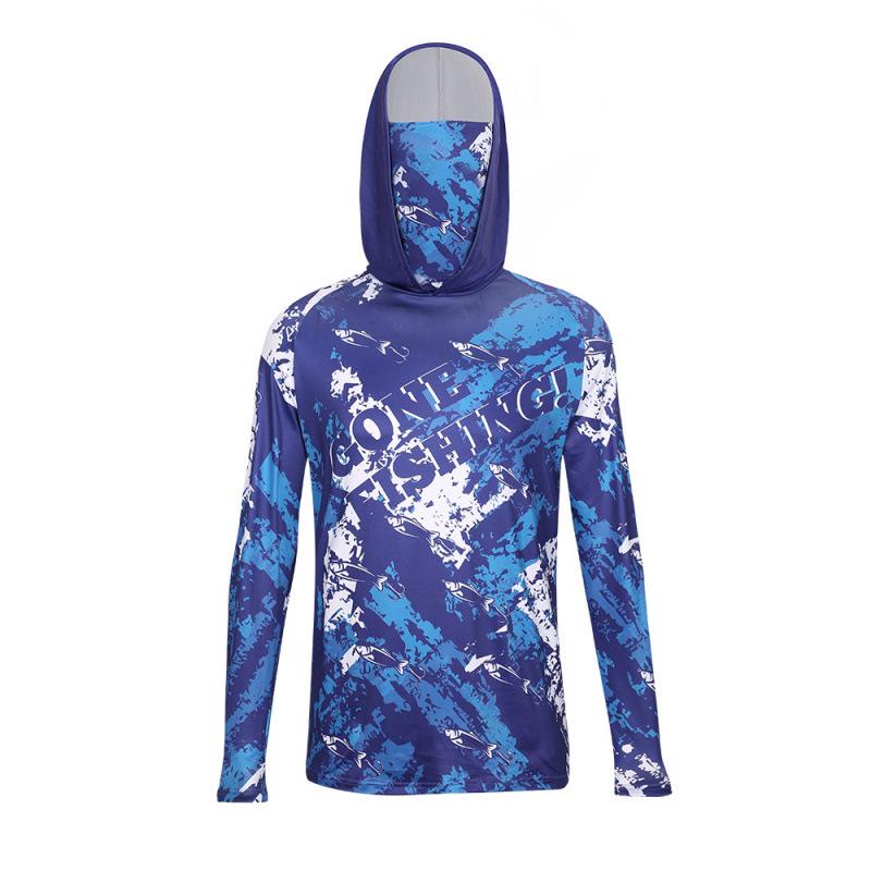 Men's Summer Quick-Dry Fishing Hoodie with UV Protection and Sunshade Mask