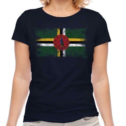 Dominica Flag Worn Effect Women T-Shirt Dominican T-Shirt Gift