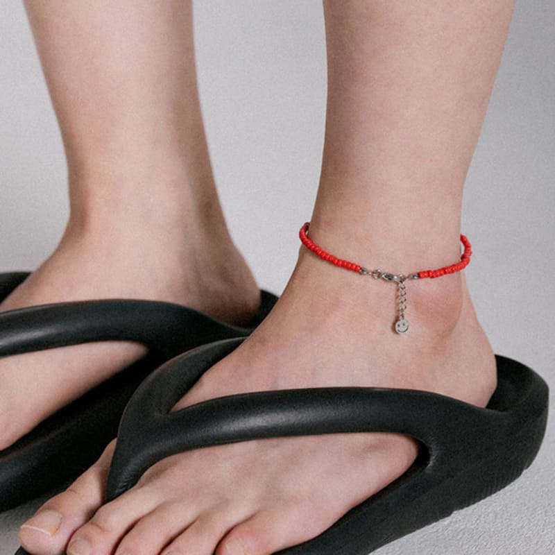 BICYCLE TROPHY Pickmen Daily Beads Anklet 04 (RED / 3mm Miyuki Beads)