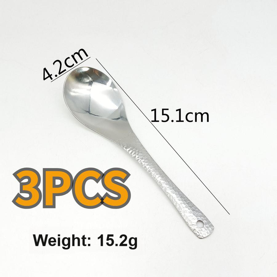 5 pcs Retro Style Hammer Spoon Stainless Steel Textured Spoon Household Thickened Dinner Spoon Children's Eating Spoon High-Visuality Dessert Spoon