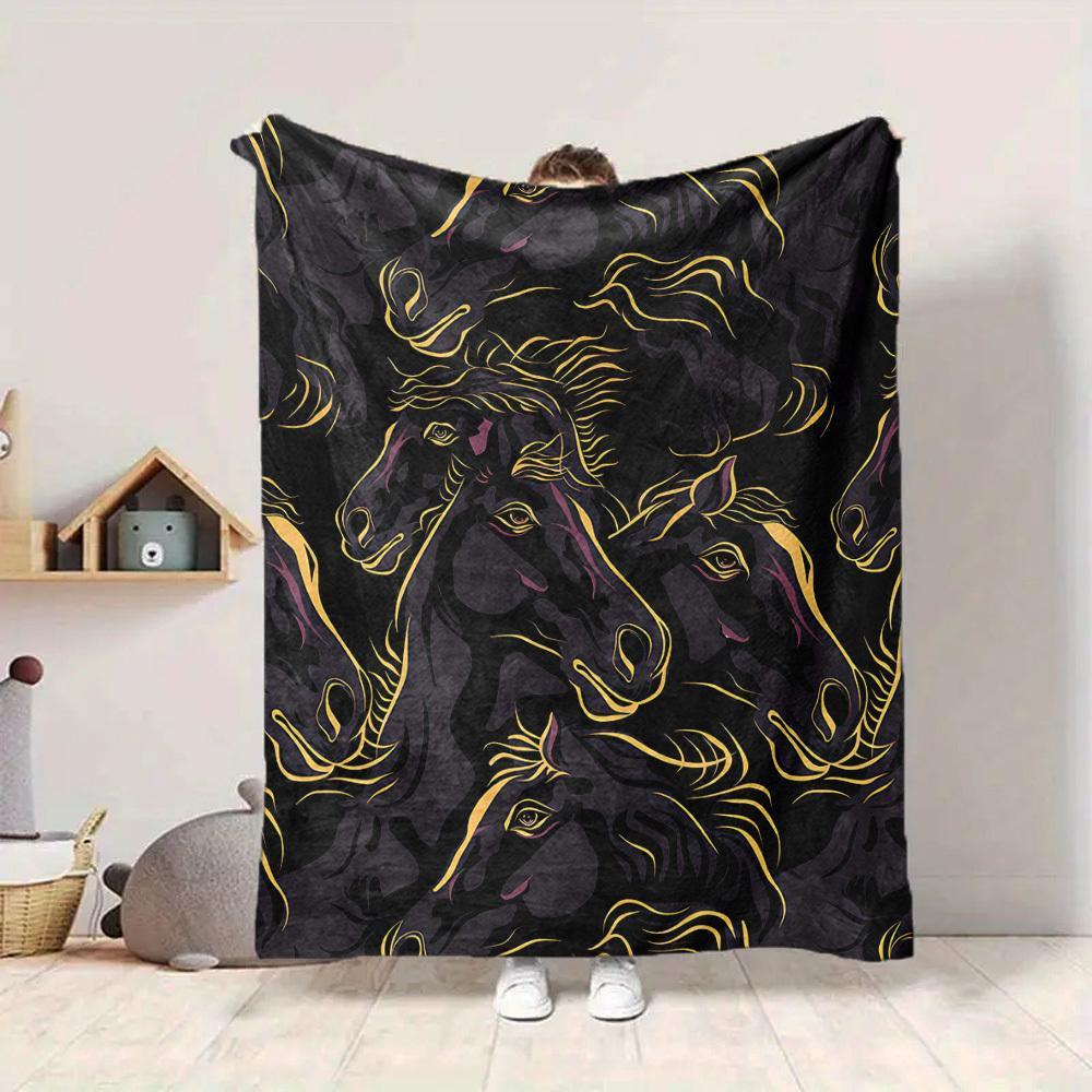 1pc Horse Pattern Print Blanket   Lightweight Flannel Throw Blanket For Sofa, Bed, Living Room, Office, Outdoor Travel, Camping