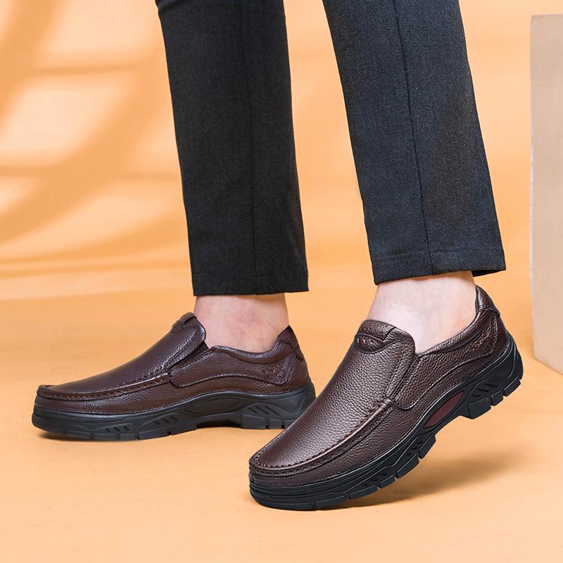 Black Italian Leather Shoes Luxury Mens Loafers Genuine Leather Formal Loafers Moccasins Men Big Size 38-47 Mens Dress