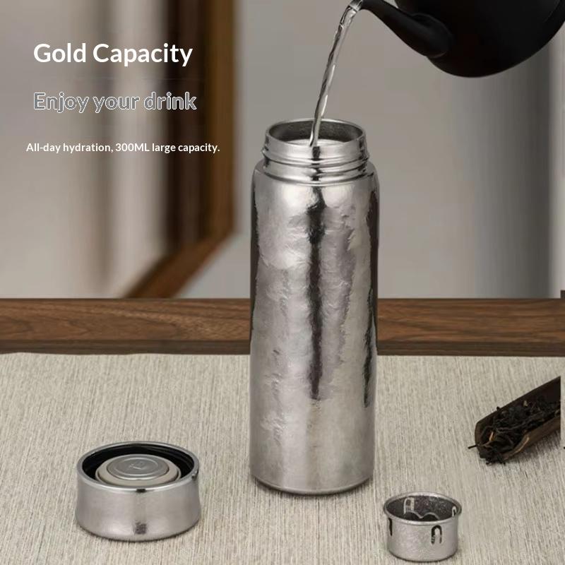 200/300ml Pure Titanium Thermos with Filter, Double Layer Vacuum Flasks,drinkware, Holiday Gifts, Portable Student Water Bottle