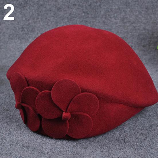 Fashion Women's Beret Baggy Beanie Hat Double Flower Airline Stewardess Cap