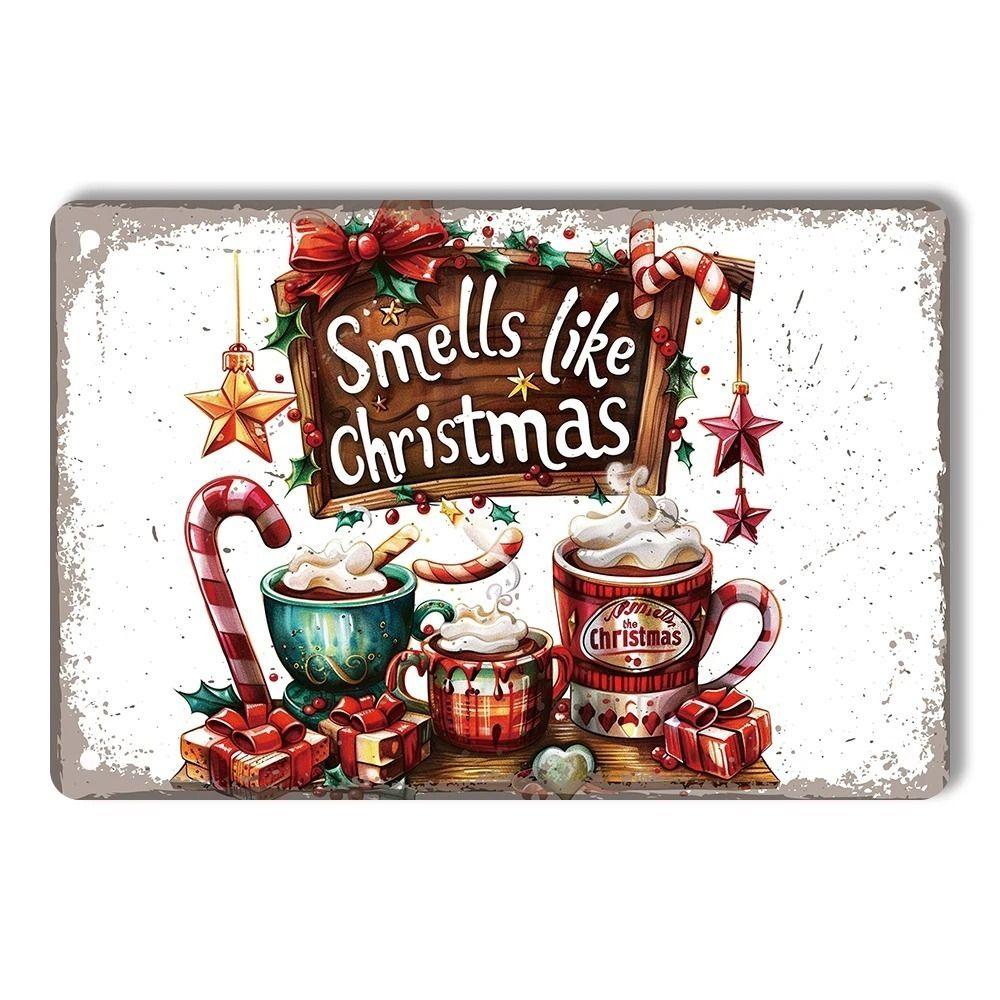 Vintage Christmas Metal Tin Sign Home Festive Wall Decor