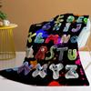 Funny Alphabet Blanket Colourful Alphabet Printed Soft Flannel Blanket Warm Cozy Blanket Lore for Teens Adults#