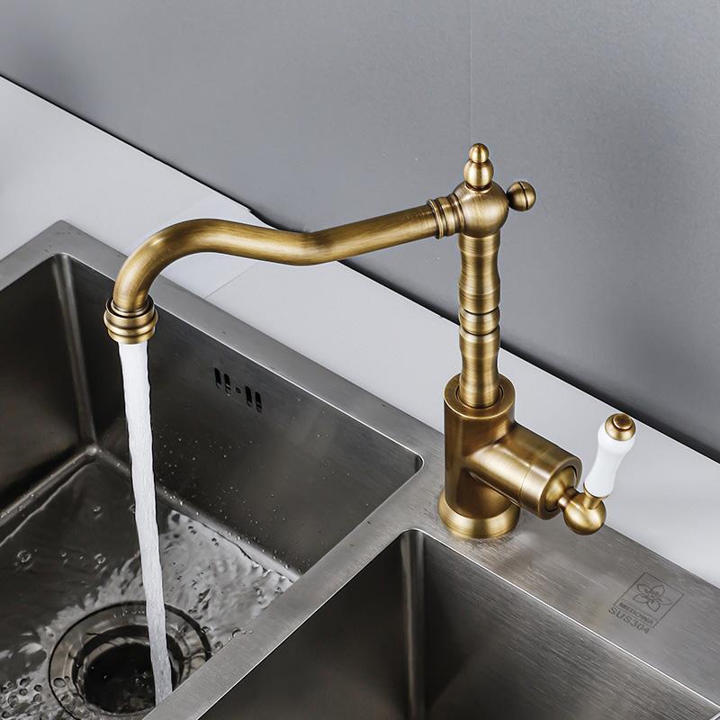 Bathroom basin faucet household washbasin sink hot and cold anti-splash faucet Antique brass color EL6118A